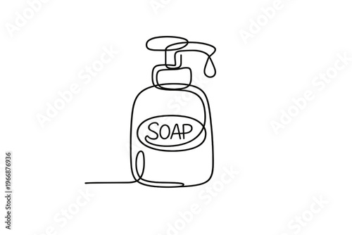 Minimalist line art of liquid soap dispenser with pump