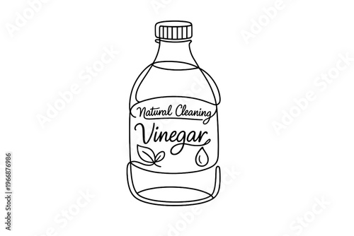 Natural cleaning vinegar bottle with leaf design