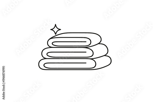 Minimalist line drawing of folded towels with sparkle detail