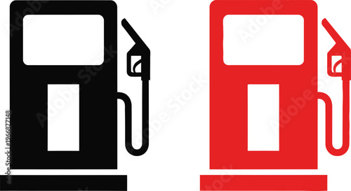 Two gas pump icons one black and one red side by side