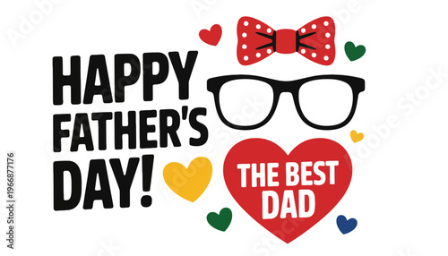 Father's Day illustration with glasses and heart design