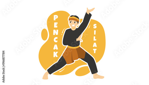A pencak silat vector illustration of a man in a fighting stance
