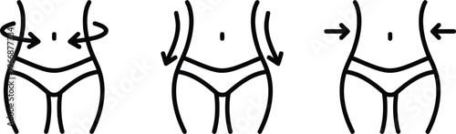 Diagram illustrating hip rotation and pelvic alignment with body outlines