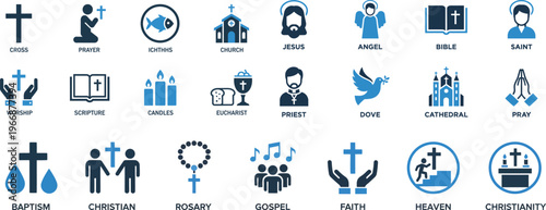 Christian Religion Icons Cross Prayer Ichthys Church Worship Scripture Candles Eucharist