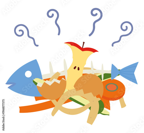 生ごみ　残飯　家庭ごみ　イラスト