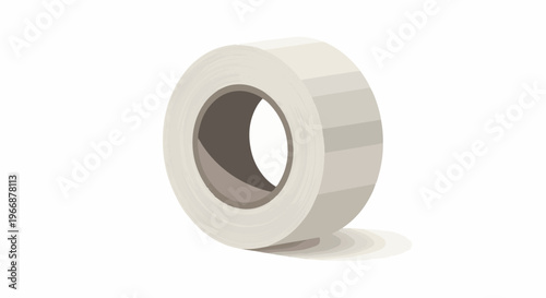 Close-up illustration of a roll of beige adhesive tape with shadow