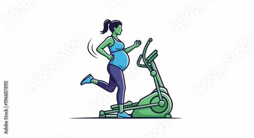 Pregnant woman exercising on an elliptical machine