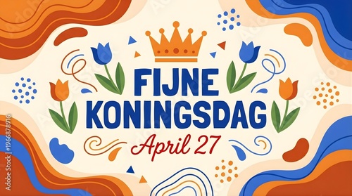 Fijne Koningsdag Greeting Banner for Dutch King's Day Celebration