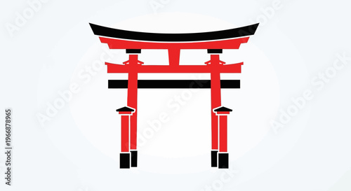 Red and Black Torii Gate Vector Illustration