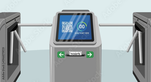 Automated Ticket Gate with QR Code Scanner and Turnstile