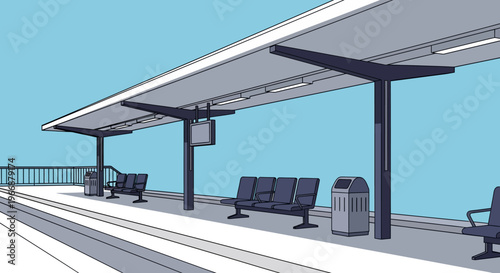 Modern Railway Station Platform Illustration