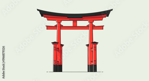 Traditional Japanese Torii Gate Illustration