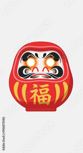 Japanese Daruma doll, traditional good luck charm and fortune symbol, red spiritual figurine