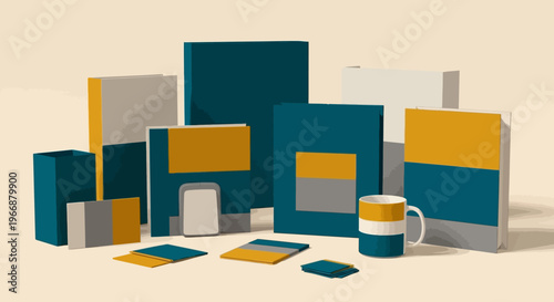 Corporate Identity Branding Mockup with Minimalist Geometric Design