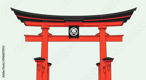 Traditional Japanese Torii Gate Illustration