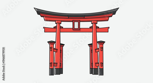 Traditional Japanese Torii Gate Illustration