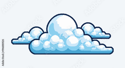 Pixelated cartoon clouds with bold outlines
