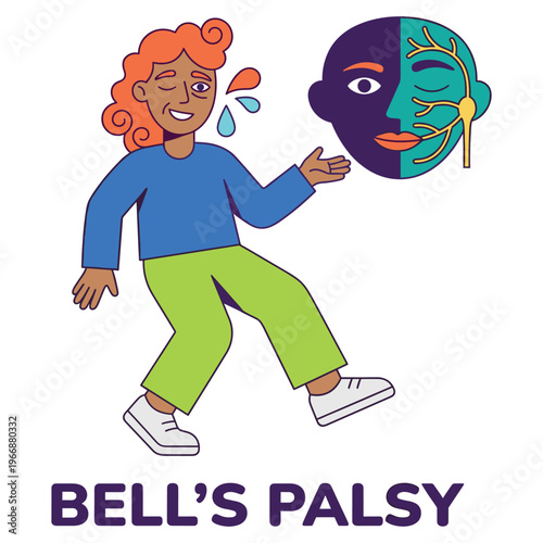 Medical Health Illustration Understanding Facial Paralysis Symptoms, Neurological Disease, and Healthcare Impact on Patients