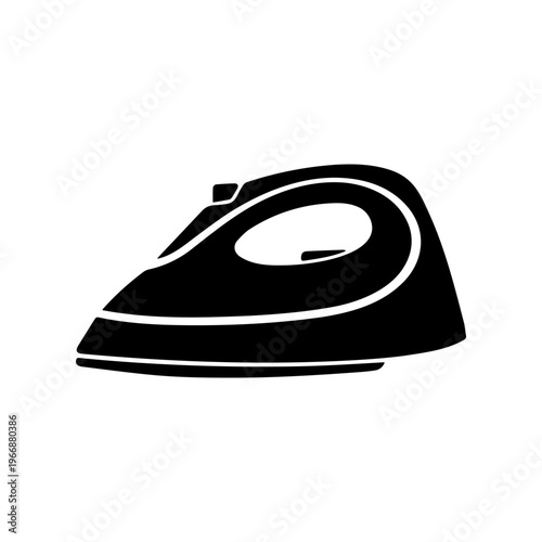 Electric Iron Silhouette Icon for Household Design.