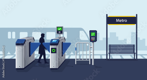 Metro Station Turnstile Access with Commuter