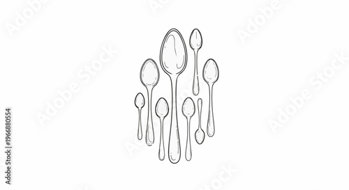 Sketch of various sized spoons arranged together