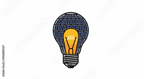 Stylized light bulb with solar panels covering its surface
