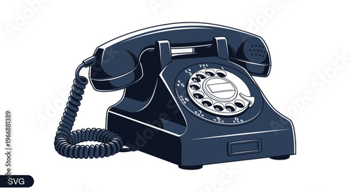 Vintage Rotary Dial Telephone, Retro Communication Device