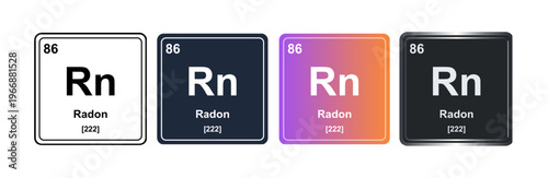 Radon Rn 86 Periodic Table Element Tile. Vector Illustration, Minimalist Design, Isolated on Background, UI Icon Style, Modern Chemistry Graphics.