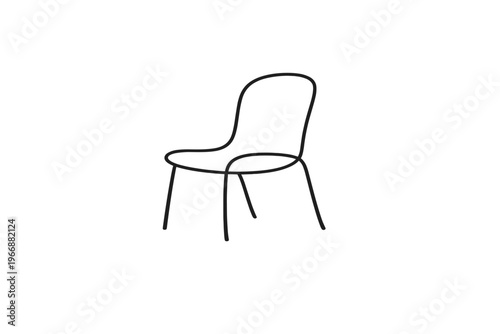Simple line drawing of a chair on white background