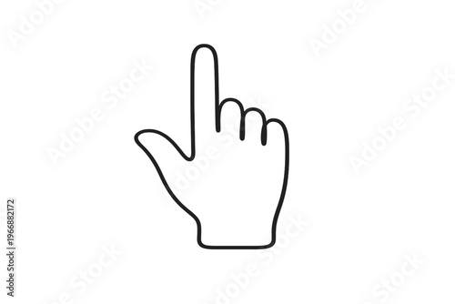Outline of hand with pointing finger gesture on white background