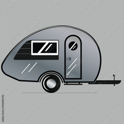 vector illustration of a camping trailer side view