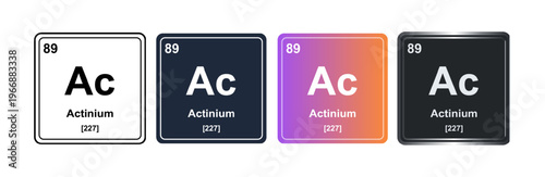 Actinium Ac 89 Periodic Table Element Tile. Vector Illustration, Minimalist Design, Isolated on Background, UI Icon Style, Modern Chemistry Graphics.