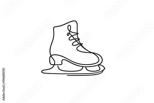 Minimalist line art of an ice skate on a white background