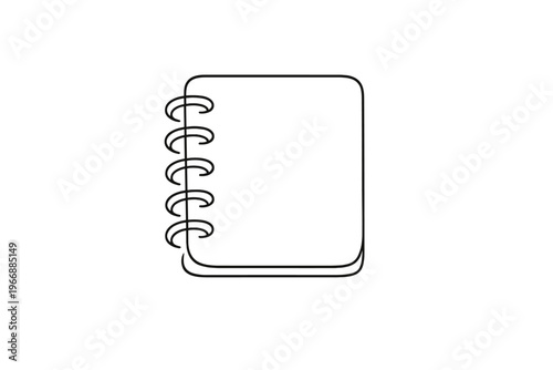 Minimalist spiral notebook outline drawing on white background