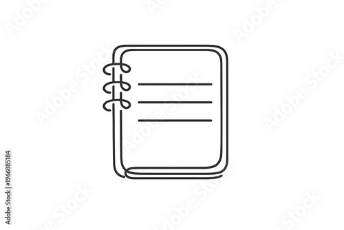 Minimalist line art notebook with spiral binding and lined pages