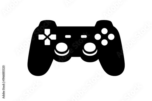 Black video game controller icon for gaming and technology themes