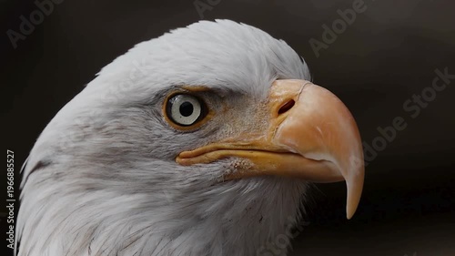 Bald Eagle Intense Gaze Head Portrait Closeup