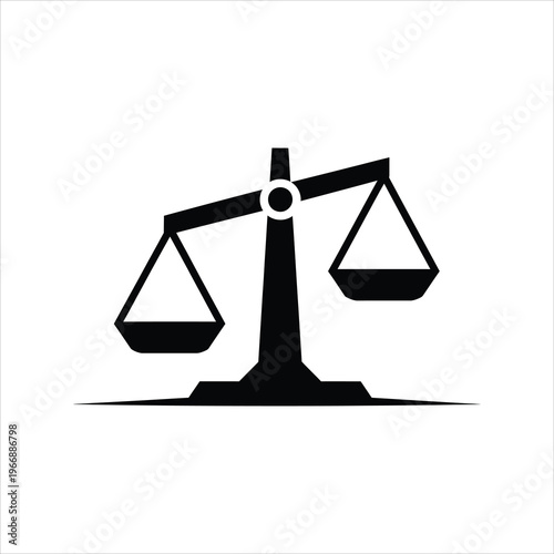 Justice Scales Unbalanced Representing Legal Dispute or Inequality Vector Graphic Isolated on white background