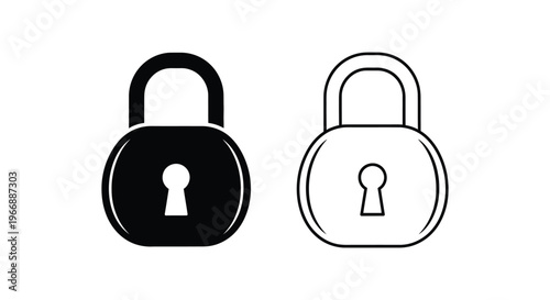 black and white padlock icons with keyholes Vector