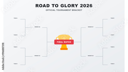 Hand-drawn professional tournament bracket infographic showing a competition structure for sports or business events with an authentic illustration