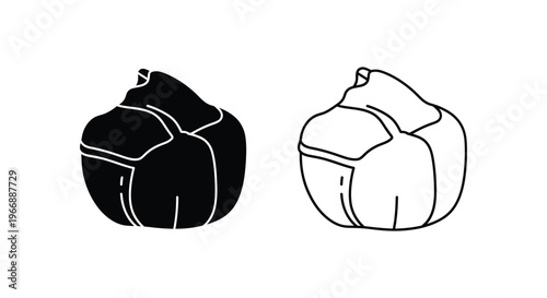 a black and white drawing of two beanbags Vector