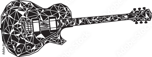 Electric Guitar with Geometric Pattern Design Illustration