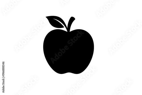 Silhouette of an apple on white background