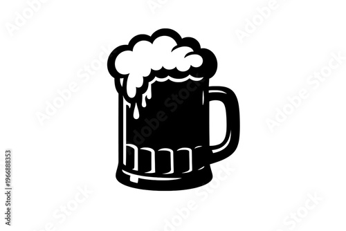 Frothy beer mug icon with overflowing foam