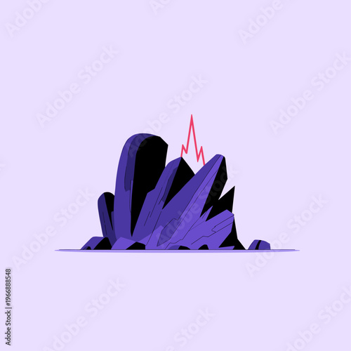 Abstract Seismic Earthquake Wave Graph with Dramatic Red Spike