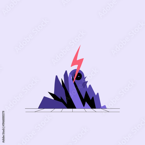 Abstract Seismic Earthquake Wave Graph with Dramatic Red Spike