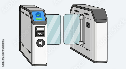 Modern Automatic Ticket Gate with Contactless Payment System