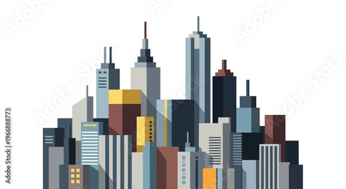 Modern City Skyline Flat Vector Illustration