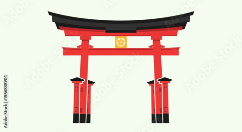 Traditional Japanese Torii Gate Illustration