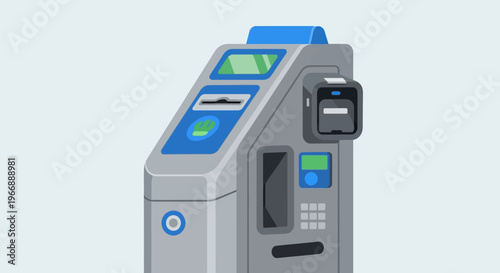 Flat Vector Illustration of an Automated Parking Payment Kiosk